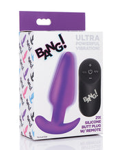 Load image into Gallery viewer, Bang! 21X Vibrating Silicone Butt Plug w/Remote - Purple