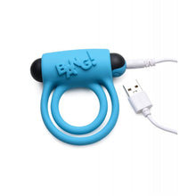 Load image into Gallery viewer, Bang! Vibrating Cock Ring & Bullet w/Remote Control - Blue