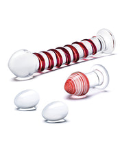 Load image into Gallery viewer, Glas 4 pc Mr. Swirly Set w/Glass Kegel Balls & 3.25" Butt Plug - Red