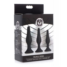 Load image into Gallery viewer, Master Series Triple Tapered Silicone Anal Trainer - Black Set of 3