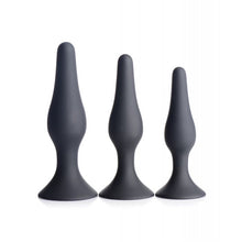 Load image into Gallery viewer, Master Series Triple Tapered Silicone Anal Trainer - Black Set of 3