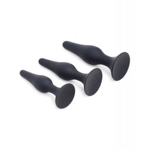 Load image into Gallery viewer, Master Series Triple Tapered Silicone Anal Trainer - Black Set of 3