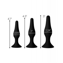 Load image into Gallery viewer, Master Series Triple Tapered Silicone Anal Trainer - Black Set of 3