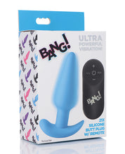 Load image into Gallery viewer, Bang! 21X Vibrating Silicone Butt Plug w/Remote - Blue
