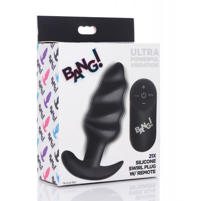 Bang! 21X Vibrating Butt Plug w/Remote Control - Black