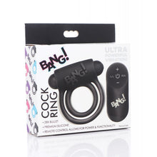 Load image into Gallery viewer, Bang! Vibrating Cock Ring &amp; Bullet w/Remote Control - Black
