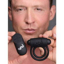 Load image into Gallery viewer, Bang! Vibrating Cock Ring &amp; Bullet w/Remote Control - Black
