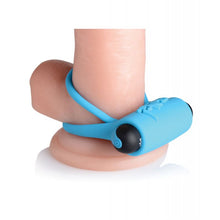 Load image into Gallery viewer, Bang! Vibrating Cock Ring &amp; Bullet w/Remote Control - Blue
