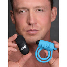 Load image into Gallery viewer, Bang! Vibrating Cock Ring &amp; Bullet w/Remote Control - Blue
