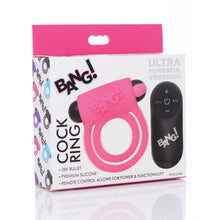 Load image into Gallery viewer, Bang! Vibrating Cock Ring &amp; Bullet w/Remote Control - Pink
