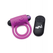 Load image into Gallery viewer, Bang! Vibrating Cock Ring &amp; Bullet w/Remote Control - Purple
