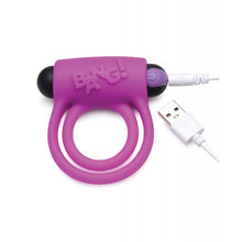 Load image into Gallery viewer, Bang! Vibrating Cock Ring &amp; Bullet w/Remote Control - Purple
